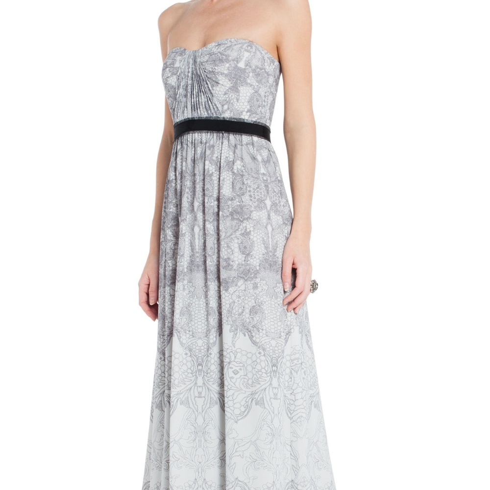 BCBG MAXAZRIA Amber Cascade strapless gown